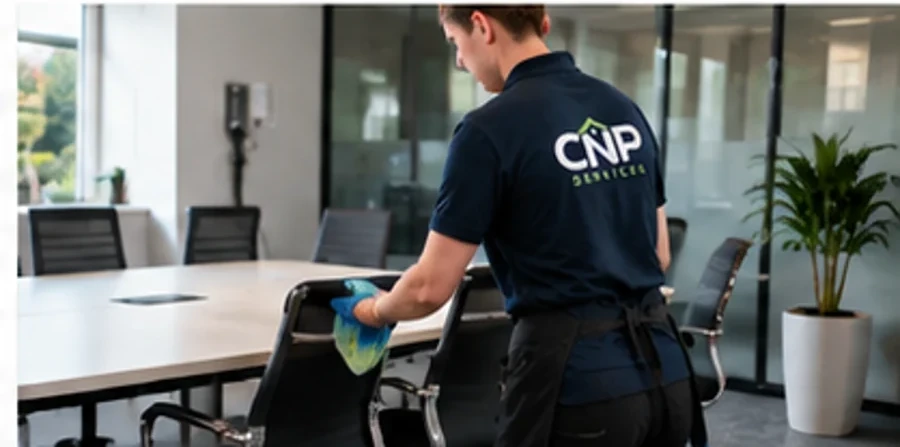 Cleaner working in a commercial office