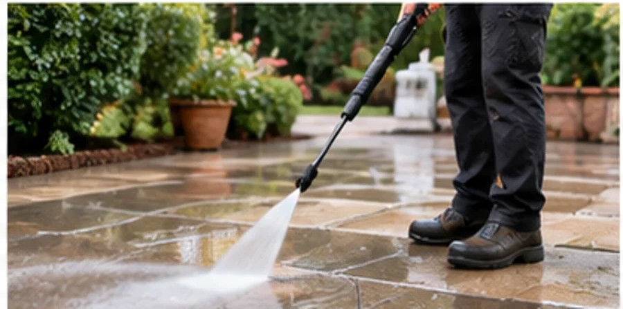Professional pressure cleaning of a patio